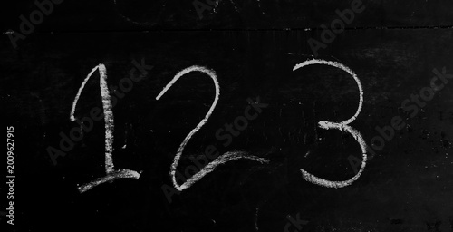 Blackboard with the numbers 123 written on it