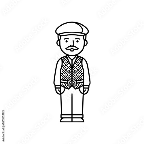 Man in Flat Cap and Vest Illustration - Retro Style Character