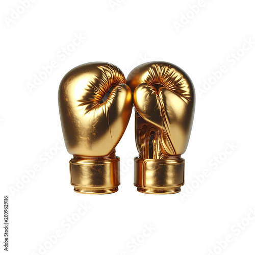 3D rendering of gold boxing gloves.
