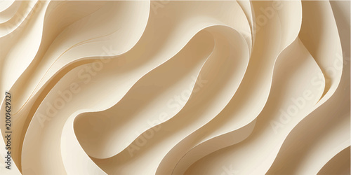 Seamless golden silk wood texture background with soft flowing satin waves and luxury cream fabric material curves for a smooth decorative backdrop pattern