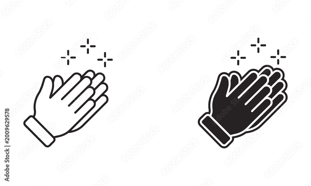 Fototapeta premium Clapping Hands Icon Set Applause Celebration Vector Pack Clean Minimal Feedback UI Design System