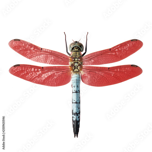 Red Dragonfly Insect Macro Close up Detailed Nature Element Isolated on Transparent Background