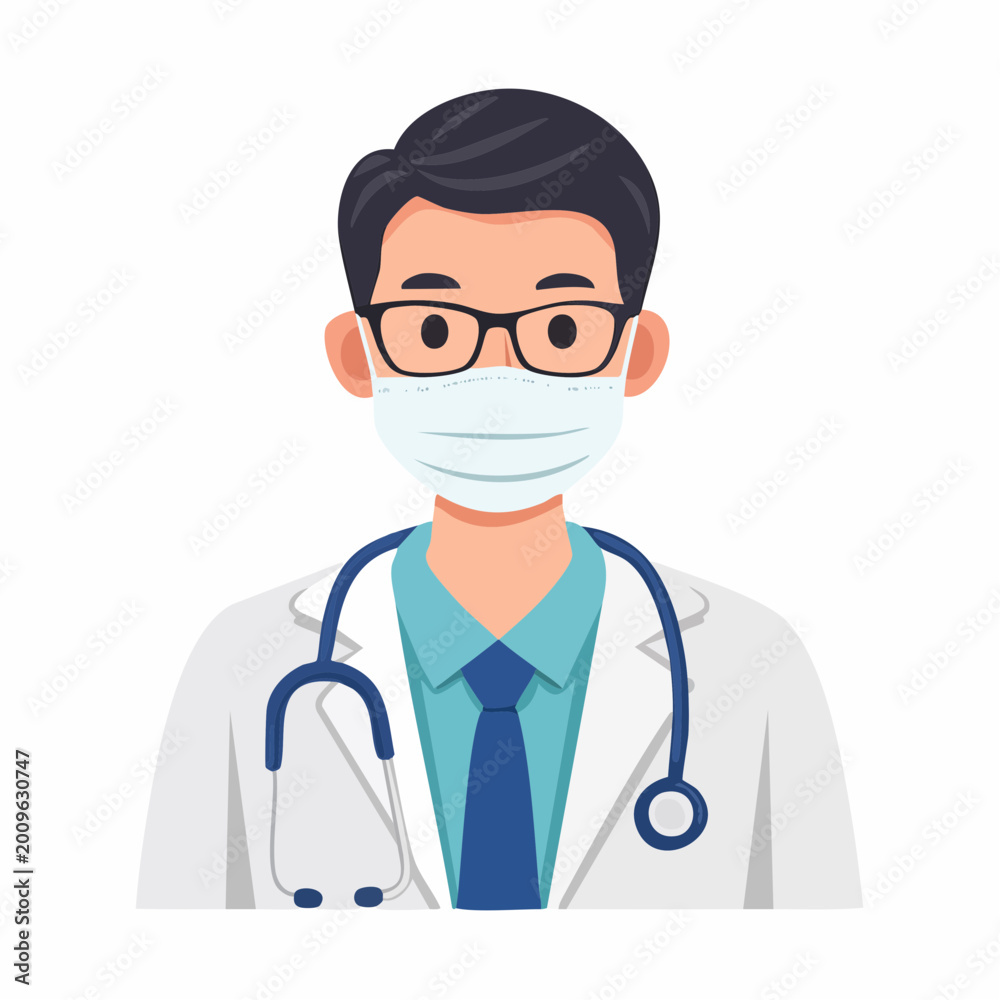 Fototapeta premium Doctor wearing a face mask and stethoscope