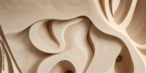 Minimalist abstract wood grain with flowing organic shapes and textures