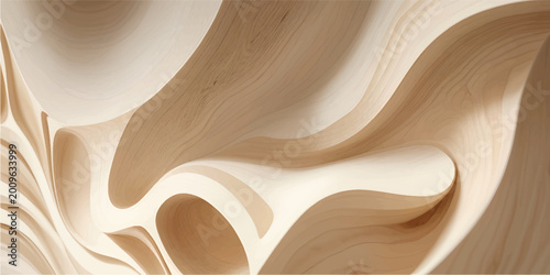 A brown wooden grain texture background with an abstract wavy pattern and closeup material detail creates a light art design for a textured wall