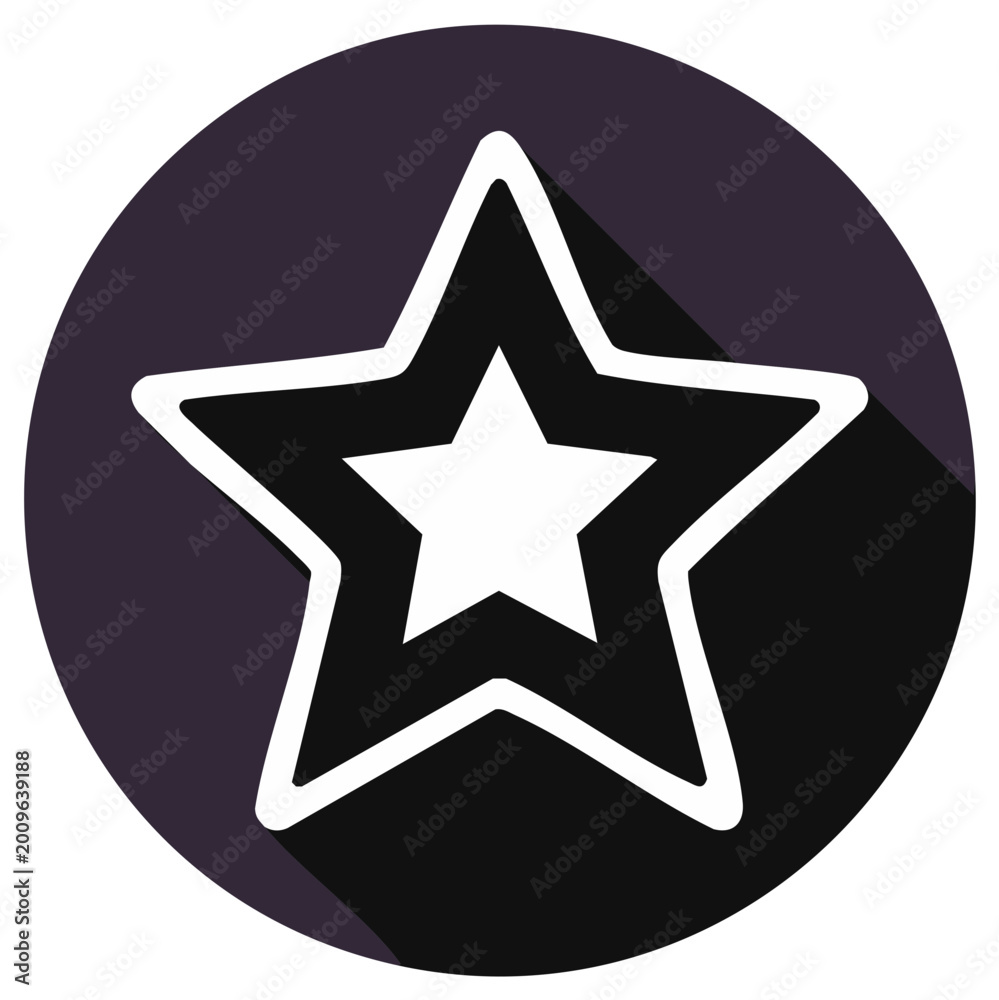 Obraz premium Stylized Star Icon with Long Shadow on Dark Circular Background