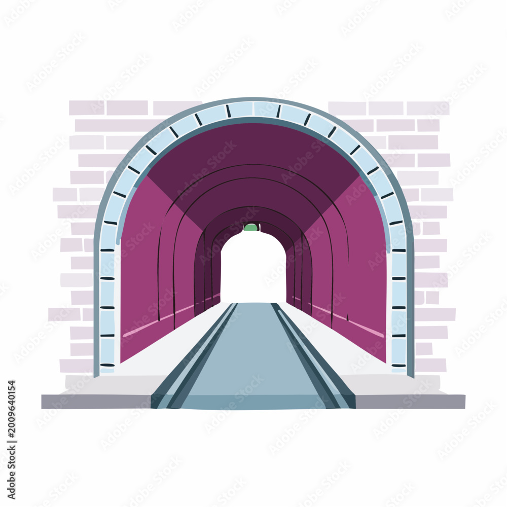 Fototapeta premium Illustration of a Tunnel Entrance with Tracks