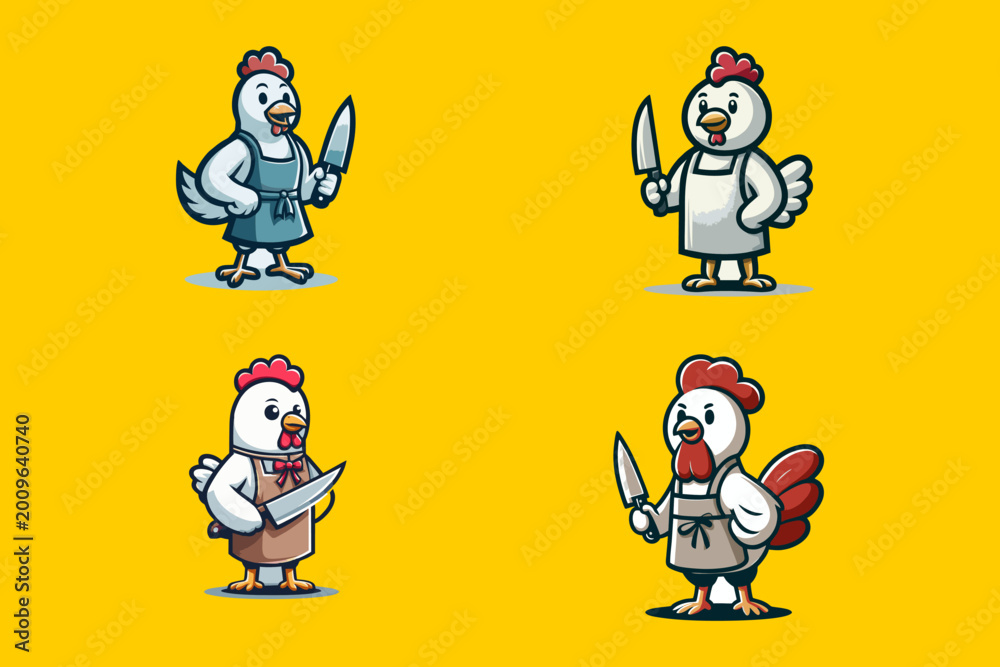 Fototapeta premium This is a chicken mascot logo suitable for use in logo designs for food companies, feed, livestock, chicken lover communities, chicken cutting businesses, banners, posters for meat stalls