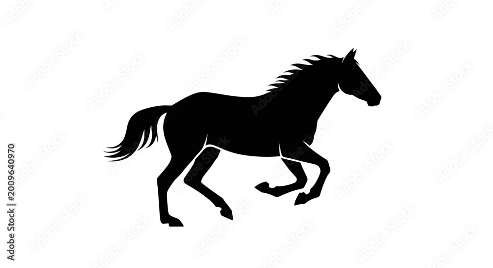 Obraz premium Running Horse Silhouette Profile.