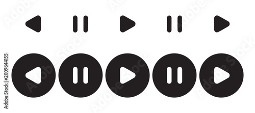 Photos Playback control icons including pause and skip for music apps and digital audio player interfaces