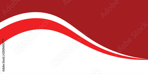 Foto abstract background featuring smooth red and dark red curved waves on a crisp white backdrop