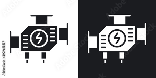 Foto Car carburetor icons in solid black and white collection