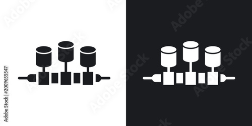 Bild auf Leinwand Car crankshaft icons in solid black and white collection