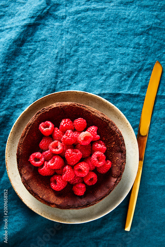 Chocolate Basque Cheesecake with Raspberries 