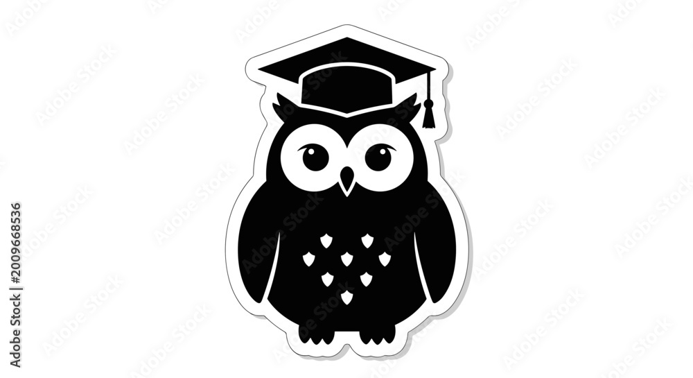 Fototapeta premium Owl wearing graduation cap sticker 1.