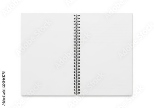 Spiral-bound blank notebook with metallic spiral binding