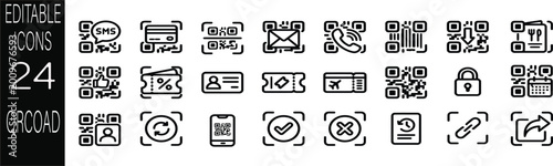 Bild auf Leinwand QR code web icons in line style