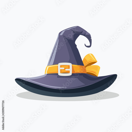 Witch Hat with Yellow Ribbon and Buckle