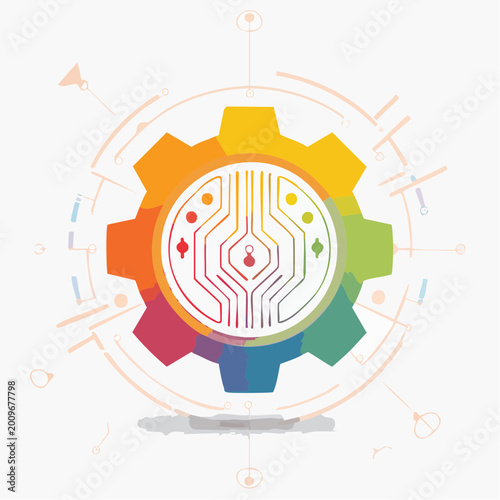 Abstract Gear with Circuit Board Design and Technology Elements