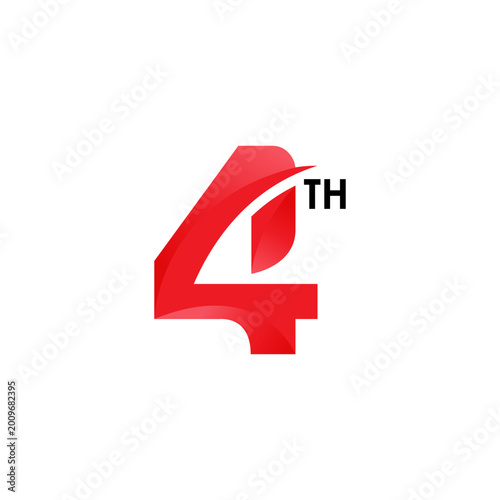 4th years anniversary celebration emblem. congratulations anniversary on white background. vector illustration template design for web banner.
