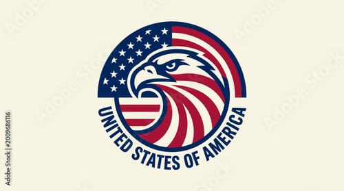 American flag logo featuring a majestic eagle head, representing patriotism and national pride, with the text United States of America