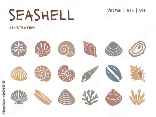 Slika na platnu Seashell icon set vector illustration