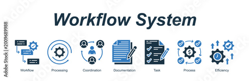 Tableau sur toile Workflow System banner web icon vector illustration concept with an icon of Work