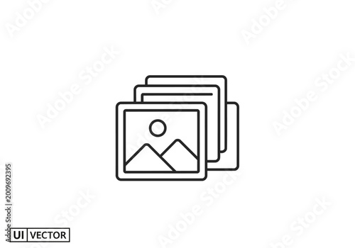 Fotografía Stack of photos icon for web and mobile app, simple line vector illustration