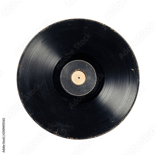 Vintage Black Vinyl Record Cover Isolated on White Background - High Quality Image