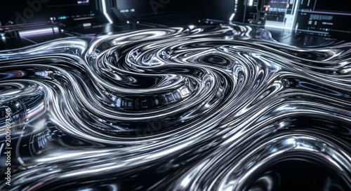 Abstract Liquid Chrome Background