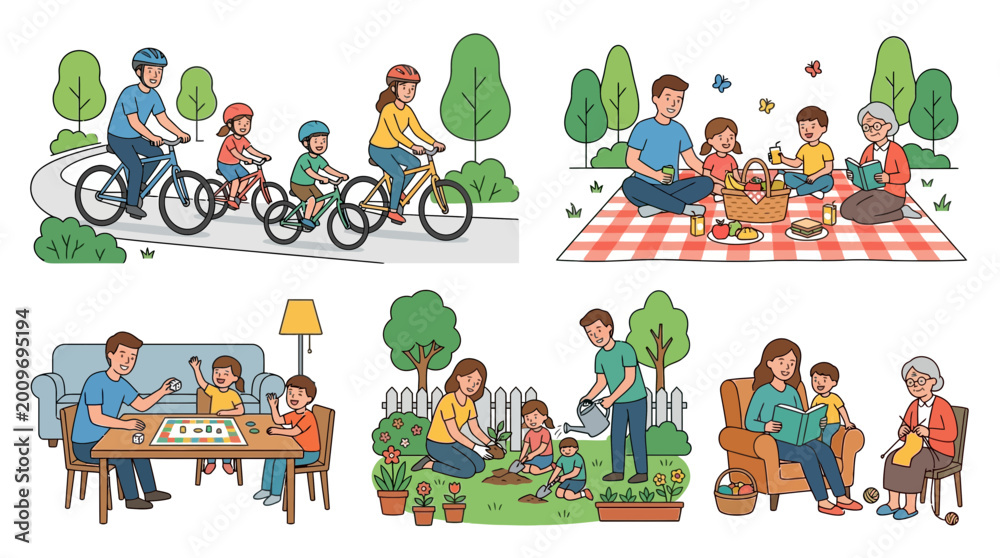 Fototapeta premium Family activities and bonding moments in daily life with children and parents