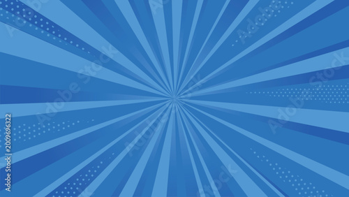 Obraz na plátně Blue radial burst abstract background summer sunburst rays 夏 青 放射線 背景