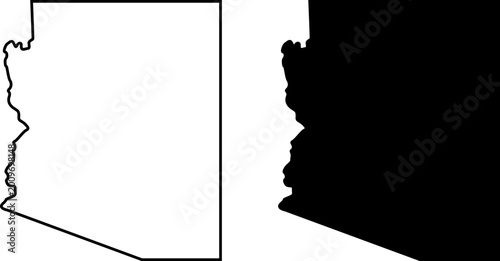 Foto Arizona state map outline and silhouette