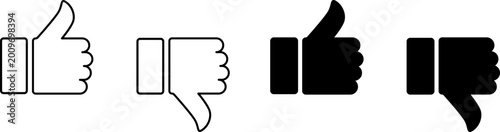 Tableau sur toile Set of like and dislike icons, thumbs up and thumbs down symbols