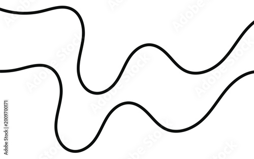 Black wavy lines on a white background, abstract design element isolated on white background