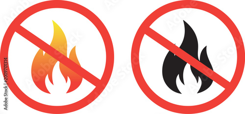 Foto No Fire Vector Sign Icon Symbol No Open Flame Prohibition Safety Flat Vector Ill