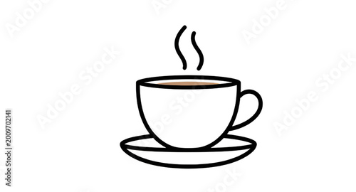 Tablou pe pânză minimalist coffee cup outline icon, steaming hot drink vector, black line coffee