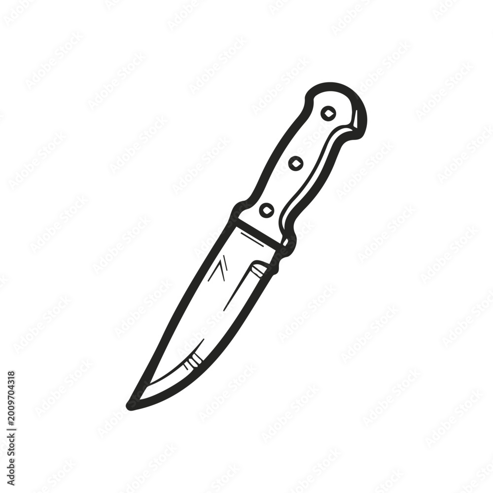 Obraz premium Hand Drawn Rustic Survival Knife Icon for Outdoor Adventure and Wilderness Exploration Graphics