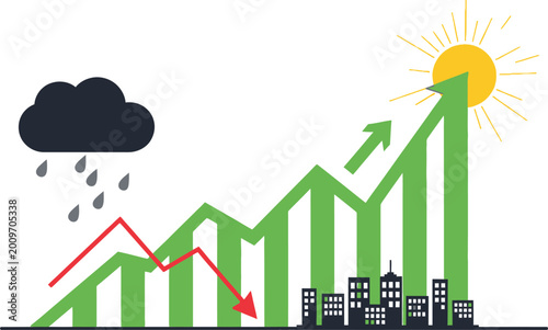 Business growth overcoming challenges and thriving in a positive environment slowly
