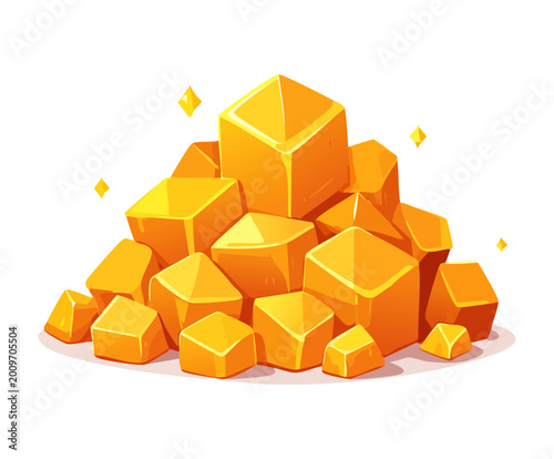 Tableau sur toile Huge hill pile of shiny golden yellow topaz crystal rocks for global ranking rew