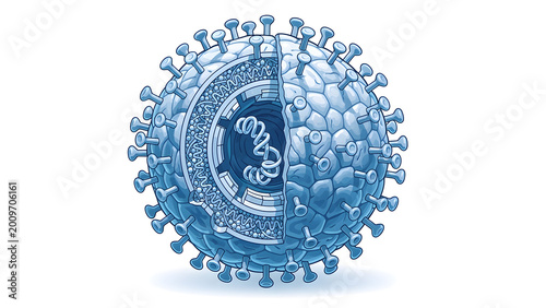 Hantavirus isolated on white background scientific diagram