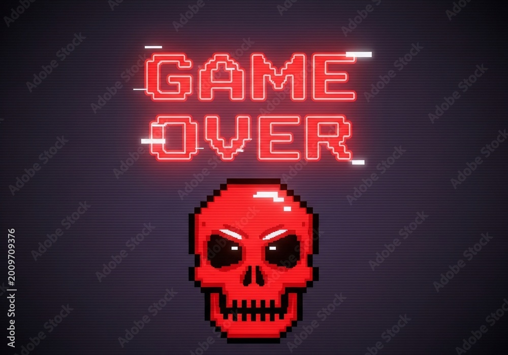 Fototapeta premium Pixelated Demise: A Final Score