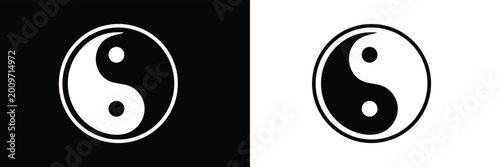 Yin yang symbol of harmony and balance. Flat style icon. Black on background vector illustration . EPS 10 