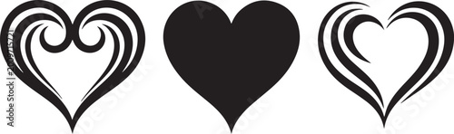 Принти на полотні Three stylish heart shapes with decorative swirls