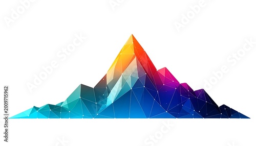Abstract geometric colorful mountain illustration on white background