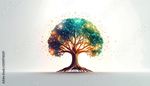 Digitally Enhanced Tree Depicting Networked Connections and Growth