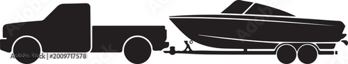 Fotografía Truck towing a boat on trailer
