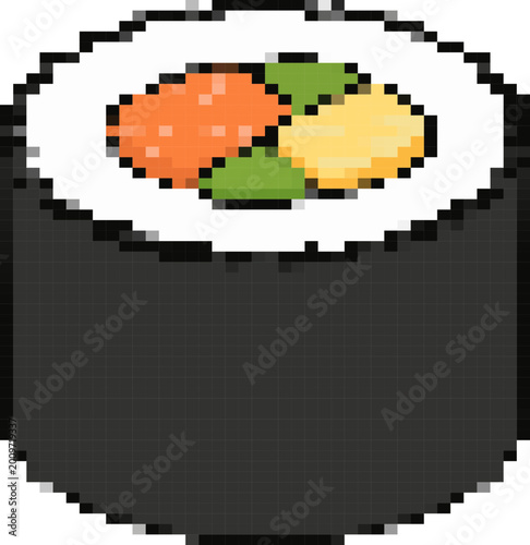 Pixel Art Sushi Roll Japanese Food Icon