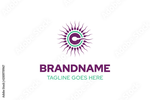 Letter C Sperm Reproduction Logo, symbolizing fertility, life, and natural creation