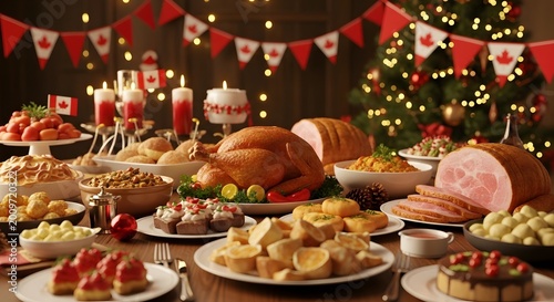 Festive christmas feast a lavish holiday dinner table setting